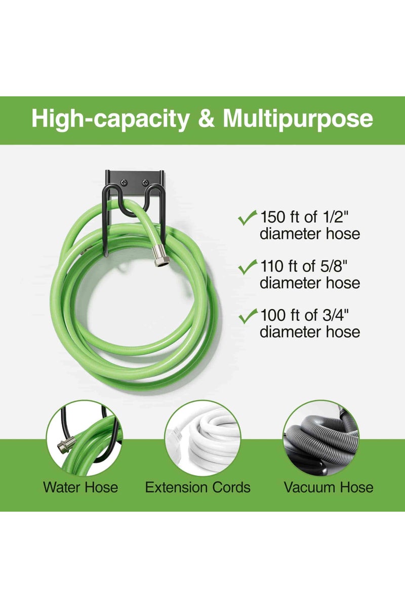 Aideli Metal Garden Hose Holder, Heavy Duty Wall Mounted Hose Hanger for Outdoor Yard, Durable Hose Hook for Water Hose, Extension Cord & Car Washing (1 Pack) - Image 3