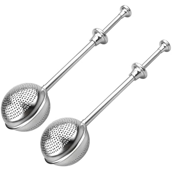 WUZIA 2 Pcs Stainless Steel Tea Ball Infuser With Long Handle For Loose Tea Food Grade Mesh Strainer Retractable Design Fits Mugs  Teapots - Image 1