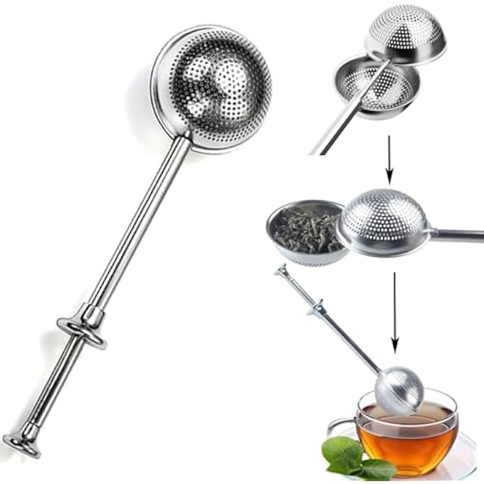 WUZIA 2 Pcs Stainless Steel Tea Ball Infuser With Long Handle For Loose Tea Food Grade Mesh Strainer Retractable Design Fits Mugs  Teapots - Image 5