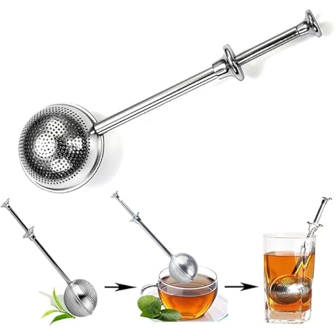 WUZIA 2 Pcs Stainless Steel Tea Ball Infuser With Long Handle For Loose Tea Food Grade Mesh Strainer Retractable Design Fits Mugs  Teapots - Image 4