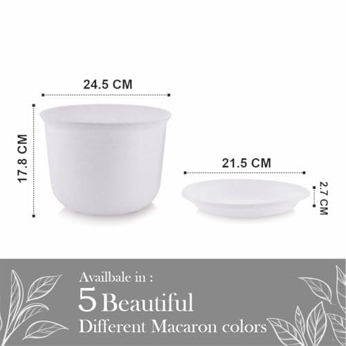 INKULTURE 10 Inch Plastic Round Flower Pots with Tray for Home Planters, Terrace, Garden Etc | Pack of 05 | White Marble Color | for Home Indoor & Outdoor Gardening Plants - Image 4