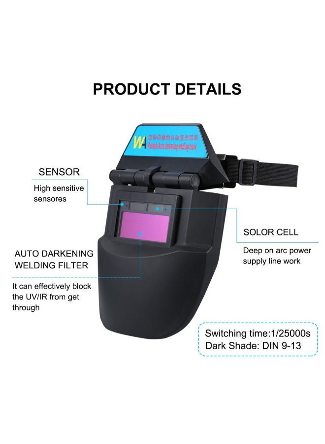Adjustable Welding Helmet Auto Darkening Mask Black 20 x 26centimeter - Image 2