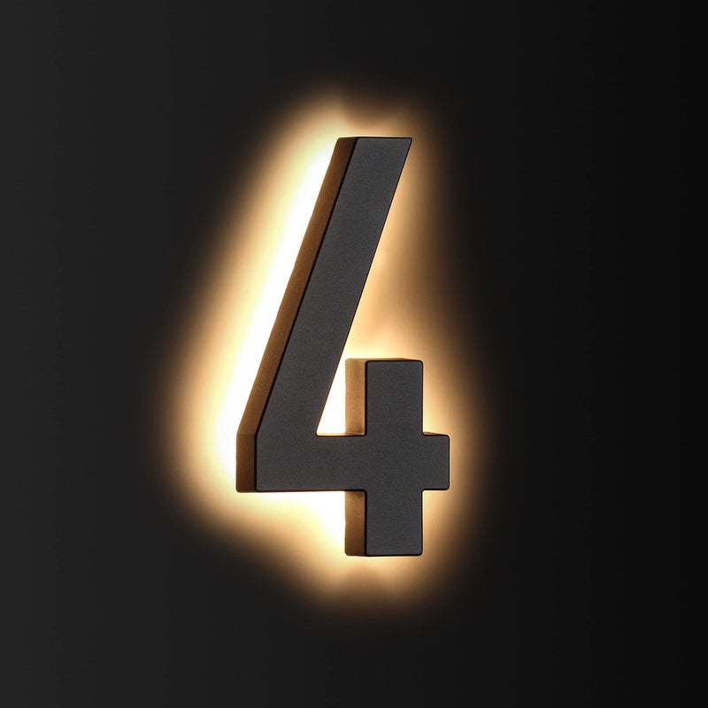 LMP 12V DC Low Voltage Led House Numbers Address Numbers 8 Inches, Modern Lighted House Numbers glow at night, Waterproof Corrosion Resistant, Easy to Install (number 4 No Powers) - Image 1