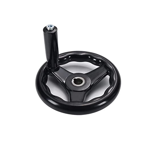 Othmro 3 Spoke Hand Wheel with Revolving Handle Black Round Three Handwheel 16x160mm for Lathe Milling Machine - Image 1