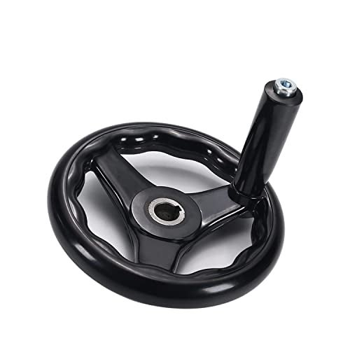 Othmro 3 Spoke Hand Wheel with Revolving Handle Black Round Three Handwheel 16x160mm for Lathe Milling Machine - Image 4