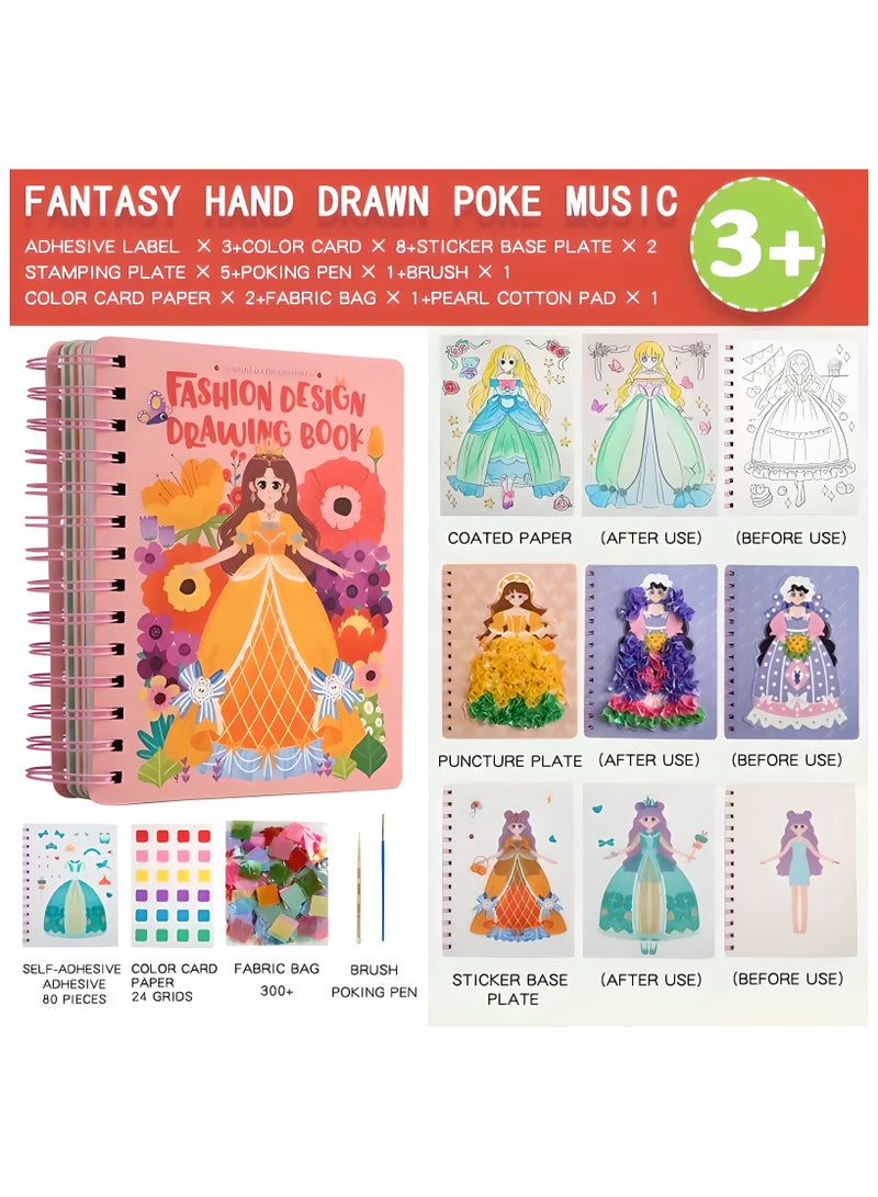 LIXADA 3-in-1 Princess Dress-Up Drawing Book with Watercolor Puzzle, Stickers, and DIY Paper Art Craft Kit - Ideal Birthday Gift for Youngsters, Princess Toys, Activity Book, Puncture Painting, Perfect for Winter, New Year, Ideal Gift for Girls Aged 3+ - Image 1