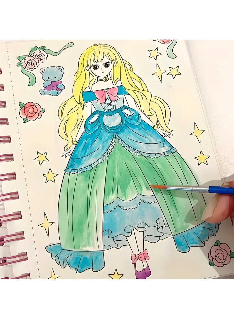 LIXADA 3-in-1 Princess Dress-Up Drawing Book with Watercolor Puzzle, Stickers, and DIY Paper Art Craft Kit - Ideal Birthday Gift for Youngsters, Princess Toys, Activity Book, Puncture Painting, Perfect for Winter, New Year, Ideal Gift for Girls Aged 3+ - Image 3
