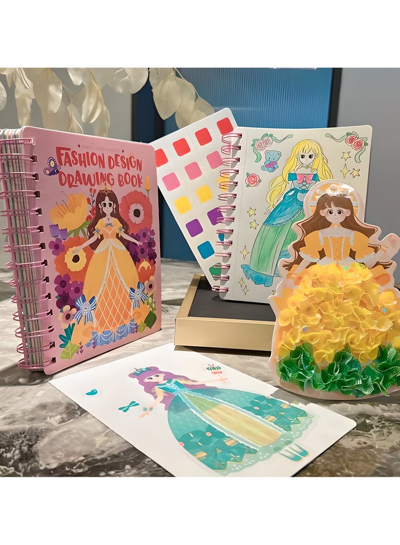 LIXADA 3-in-1 Princess Dress-Up Drawing Book with Watercolor Puzzle, Stickers, and DIY Paper Art Craft Kit - Ideal Birthday Gift for Youngsters, Princess Toys, Activity Book, Puncture Painting, Perfect for Winter, New Year, Ideal Gift for Girls Aged 3+ - Image 5