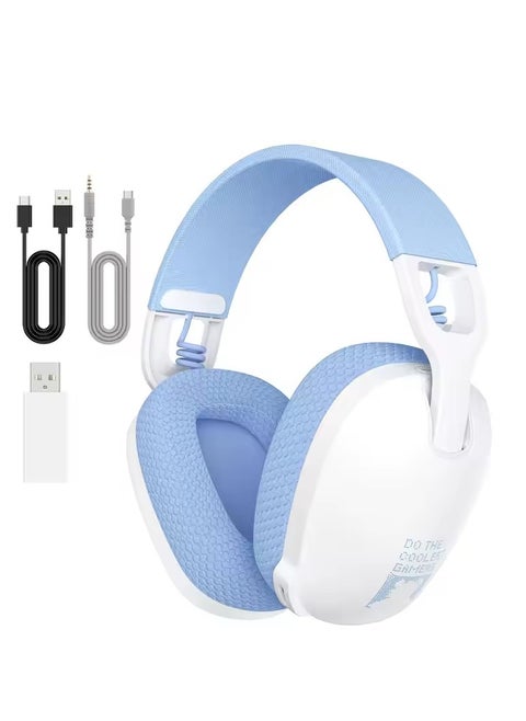 B2 Wireless Gaming Headset with Mic,Over-Ear Gaming Headphone 25h Long Battery Life Multi-Mode for PS4, PS5, PC, Switch, Mac,2.4GHz Bluetooth 5.3 Gaming Headphones Noise Cancelling Earphohene with Microphone,White