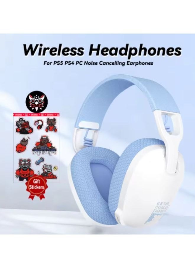 B2 Wireless Gaming Headset with Mic,Over-Ear Gaming Headphone 25h Long Battery Life Multi-Mode for PS4, PS5, PC, Switch, Mac,2.4GHz Bluetooth 5.3 Gaming Headphones Noise Cancelling Earphohene with Microphone,White