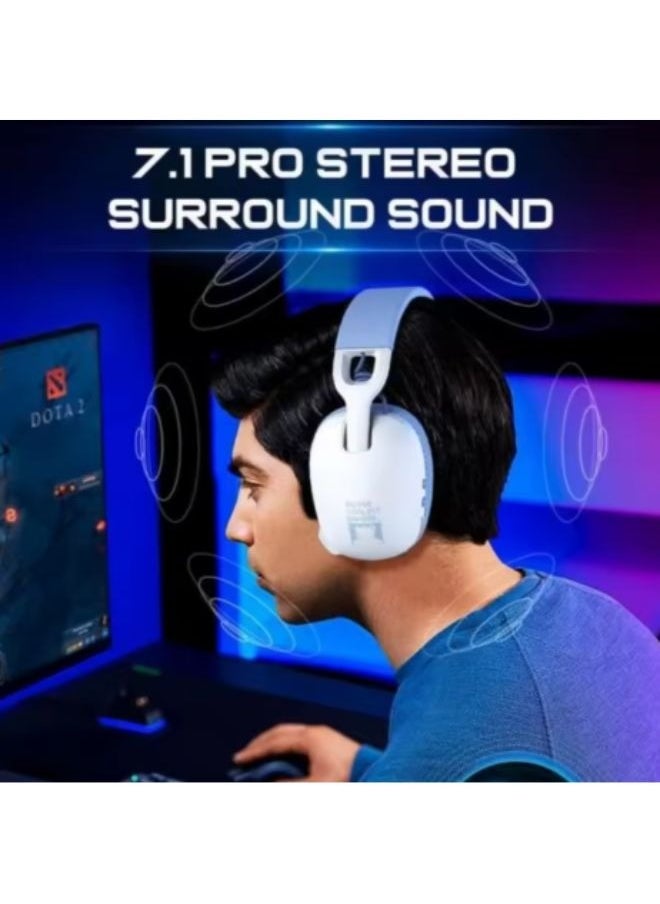 B2 Wireless Gaming Headset with Mic,Over-Ear Gaming Headphone 25h Long Battery Life Multi-Mode for PS4, PS5, PC, Switch, Mac,2.4GHz Bluetooth 5.3 Gaming Headphones Noise Cancelling Earphohene with Microphone,White