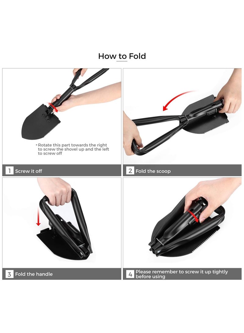 مخطوطات مجرفة بقاء قابلة للطي 23 بوصة، 50# أداة ترسيخ من الفولاذ عالي الكربون، مجرفة تخييم قابلة للطي، مجرفة مكافحة الحرائق، مجرفة محمولة للحديقة، الصيد، المشي لمسافات طويلة، صيد الأسماك، طوارئ السيارة (كبير) - Image 5