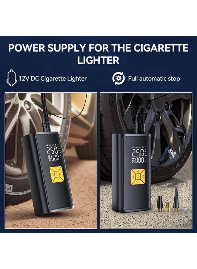 Black Portable Car Air Compressor 12V Tire Inflator Digital Pressure Gauge LED Light - Image 5