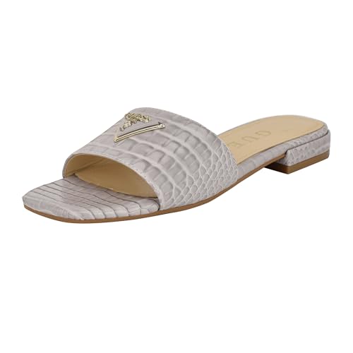 Guess Women's TAMSEA Flat Sandal, Light Grey Croco 050, 5.5 - Image 3