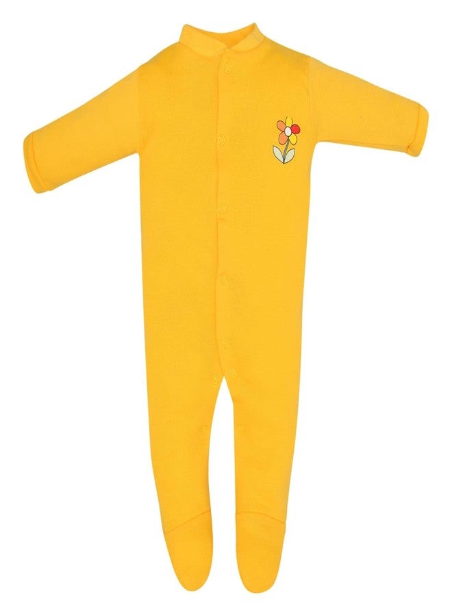 Magic Town® 100% Hosiery Cotton Unisex Romper for Kids and Infants Set of 3 (Yellow) (New Born) - Image 4