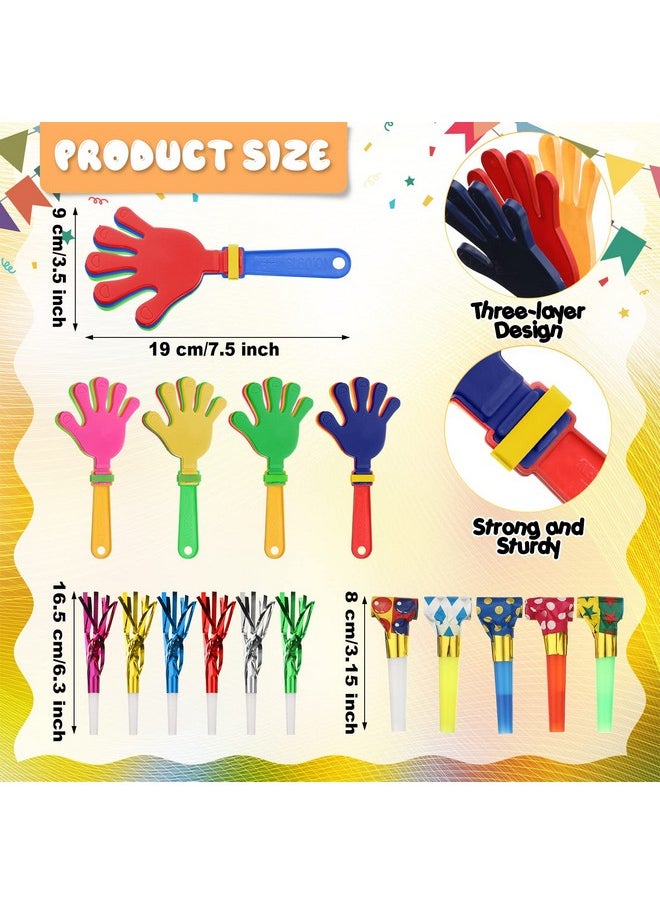 Yunsailing - 112 Pcs Party Noise Makers Bulk Include Hand Clapper Noisemaker For Sporting Events Fringed Paper Blowouts Musical Plastic Blowers For Kids Adults Birthday Cinco De Mayo Fiesta Party Decorations - Image 1