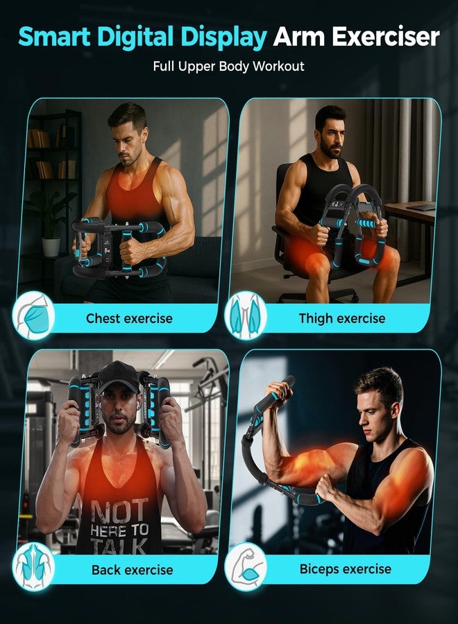 RENRUI Twister Arm Trainer & Chest Workout Equipment with Digital Display - Auto Reps & Calorie Estimator, 40-120 lbs Home Gym Chest Exerciser for Men, Blue Pro - Image 5