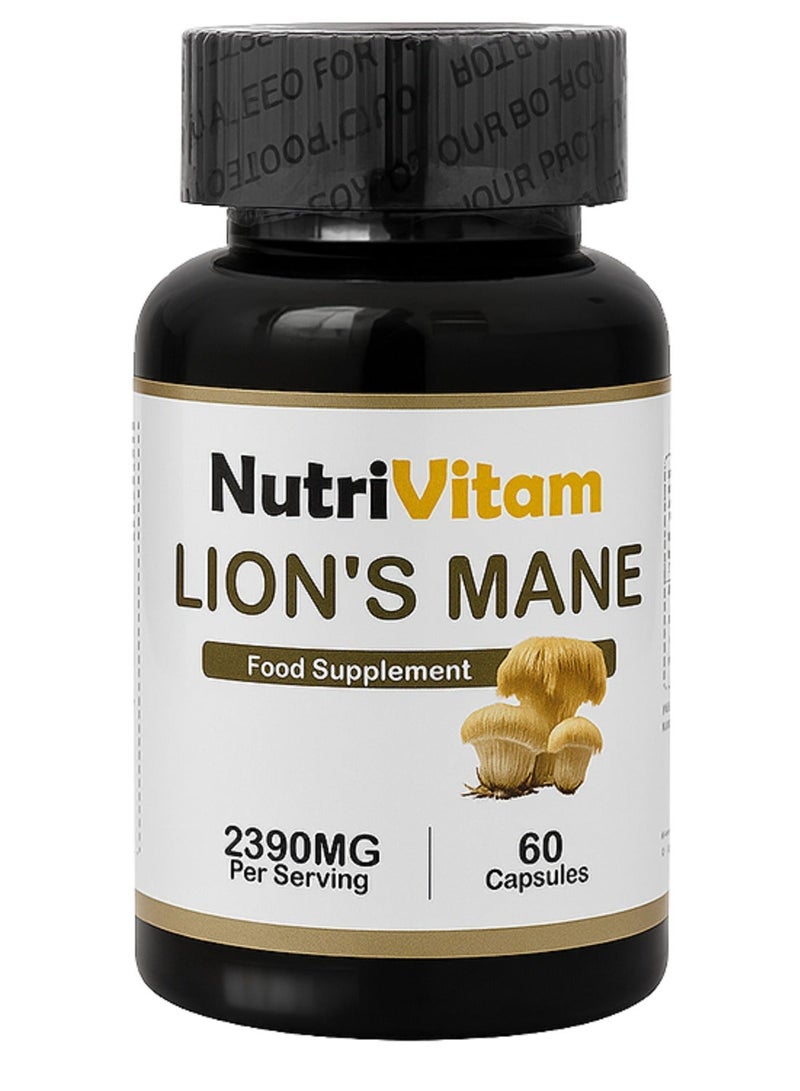 نيوتريفيتام فطر عرف الأسد العضوي مع الفلفل الأسود لتعزيز الامتصاص - 2390 ملغ - 120 كبسولة نباتية لدعم صحة الدماغ والأعصاب، والتركيز والذاكرة، وتعزيز المناعة - غير معدل وراثيًا، خالٍ من الغلوتين - Image 2