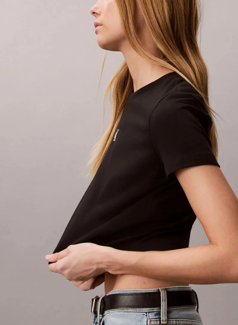 Calvin Klein Black Cropped Monogram T-Shirt for Women | Best Price UAE