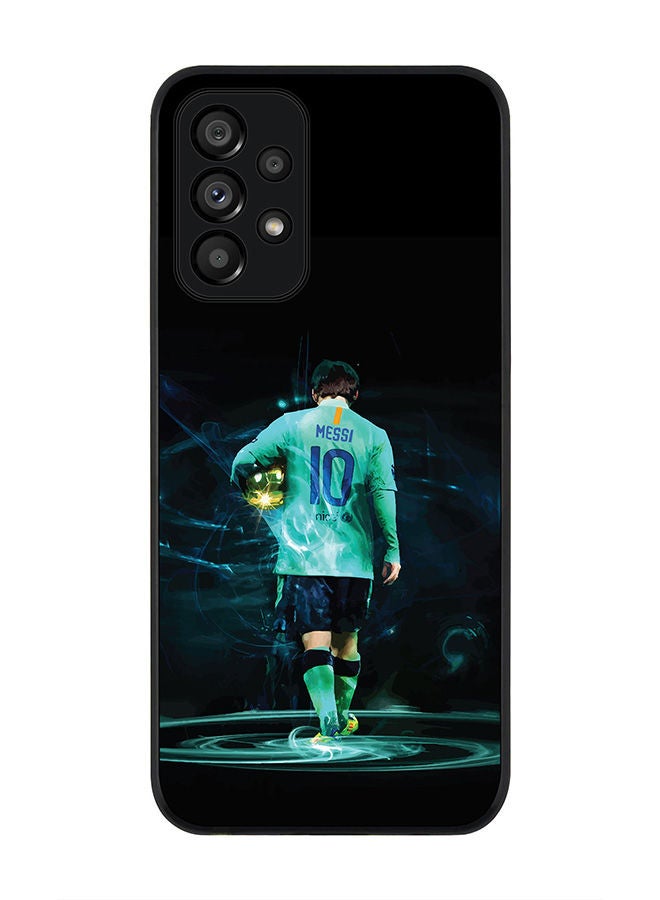Stylizedd Rugged Black edge case for Samsung Galaxy A73 5G Slim fit Soft Case Flexible Rubber Edges Anti Drop TPU Gel Thin Cover - Golden Messi - Image 1