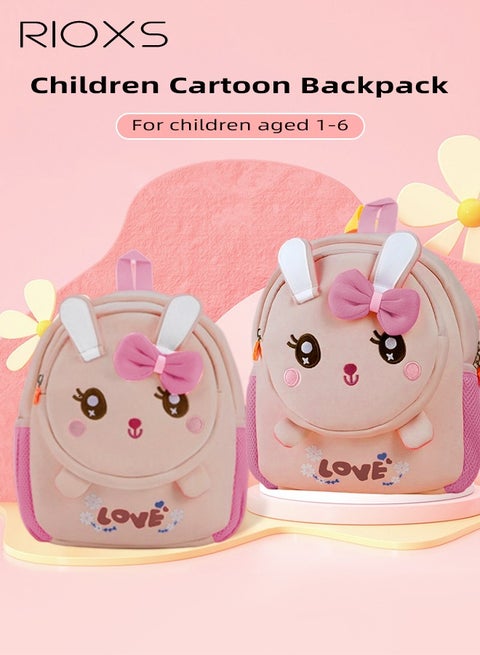 Toddler Girls School Bag, Animal Rabbit 3D Cartoon Mini Backpack with Adjustable Padded Shoulder Straps, Lightweight Waterproof Kindergarten Schoolbag for Baby Girls, Ergonomic Preschool Backpack, 2-8 Years Daypack Mini Travel Bag, Perfect for School, Weekend Get-away, Biking, Camping, Pink