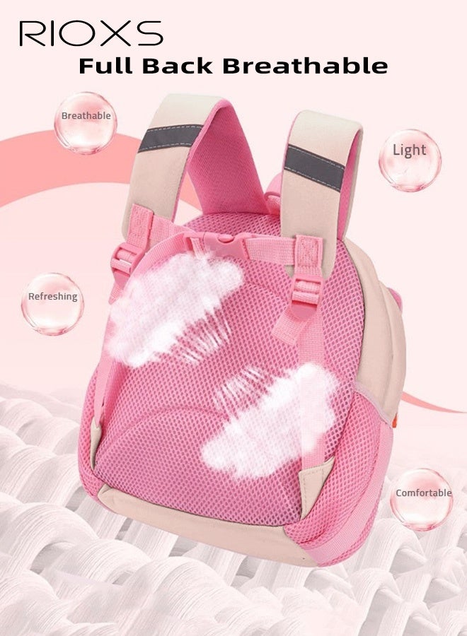 RIOXS Toddler Girls School Bag, Animal Rabbit 3D Cartoon Mini Backpack with Adjustable Padded Shoulder Straps, Lightweight Waterproof Kindergarten Schoolbag for Baby Girls, Ergonomic Preschool Backpack, 2-8 Years Daypack Mini Travel Bag, Perfect for School, Weekend Get-away, Biking, Camping, Pink - Image 3