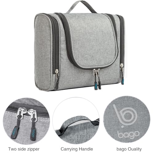 Bago Travel Toiletry Bag for Women and Men - Large Waterproof Hanging Large Toiletry Bag for Bathroom and Travel Bag for Toiletries Organizer - Makeup Bag (SnowGray) - Image 5