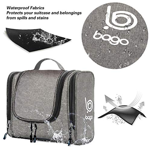Bago Travel Toiletry Bag for Women and Men - Large Waterproof Hanging Large Toiletry Bag for Bathroom and Travel Bag for Toiletries Organizer - Makeup Bag (SnowGray) - Image 4