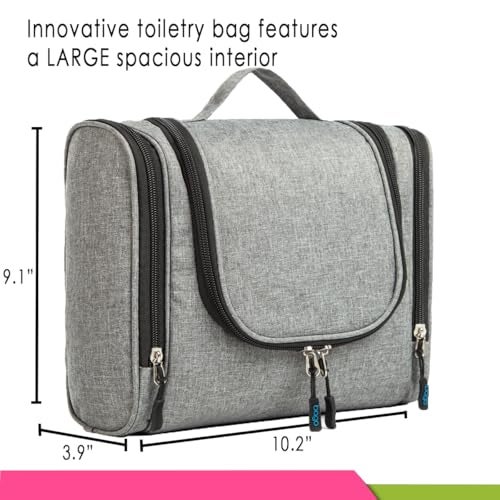 Bago Travel Toiletry Bag for Women and Men - Large Waterproof Hanging Large Toiletry Bag for Bathroom and Travel Bag for Toiletries Organizer - Makeup Bag (SnowGray) - Image 3