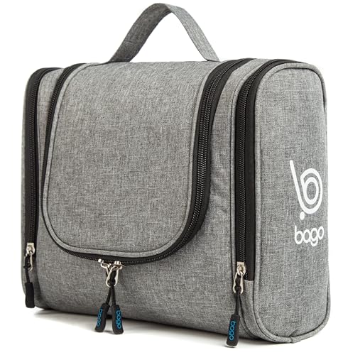 Bago Travel Toiletry Bag for Women and Men - Large Waterproof Hanging Large Toiletry Bag for Bathroom and Travel Bag for Toiletries Organizer - Makeup Bag (SnowGray) - Image 1