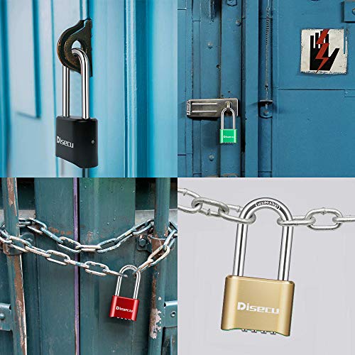 Disecu 1 Pack disecu Heavy Duty 4 Digit Combination Lock, 2.5 Inch Long Shackle Outdoor Waterproof Padlock for School Gym Locker, Storage Unit, Fence, Gate, Toolbox (Brass) - Image 5