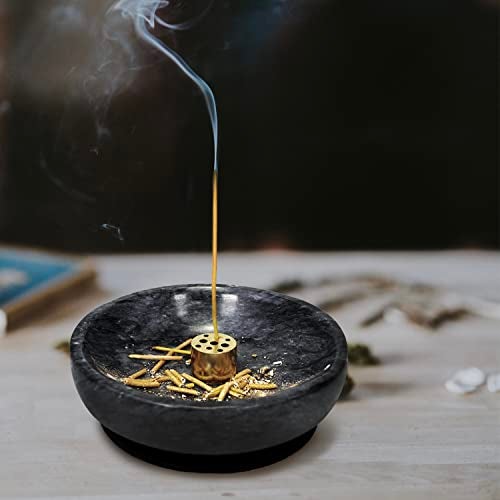 Vrupin Natural Marble Incense Burner, Handmade Incense Stick Incense Burner Reflux Burner, Ideal for use in Meditation, Incense Smokers and Decoration. (Black) - Image 5
