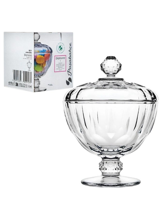 Paşabahçe صندوق حلوى باساباهتشي الماسي 111 مم – صندوق تخزين زجاجي GB - Image 1