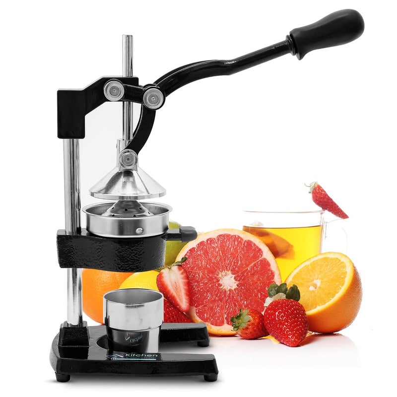 Kitchen Genius Kitchen Genius Manual Cold Press Slow Juicer Cast Iron Aluminum Alloy Stainless Steel Masticating Juicer Cold Press Juicer Machines Heavy Duty Countertop Juice Press for Fresh Juice Black  - Image 1
