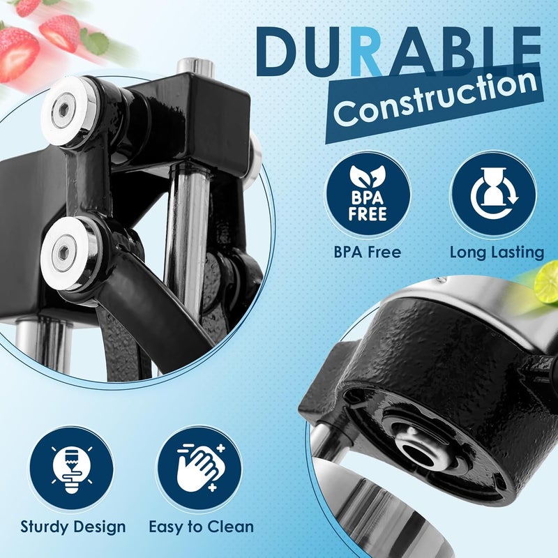 Kitchen Genius Kitchen Genius Manual Cold Press Slow Juicer Cast Iron Aluminum Alloy Stainless Steel Masticating Juicer Cold Press Juicer Machines Heavy Duty Countertop Juice Press for Fresh Juice Black  - Image 4