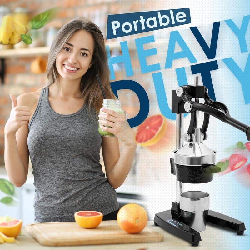 Kitchen Genius Kitchen Genius Manual Cold Press Slow Juicer Cast Iron Aluminum Alloy Stainless Steel Masticating Juicer Cold Press Juicer Machines Heavy Duty Countertop Juice Press for Fresh Juice Black  - Image 5