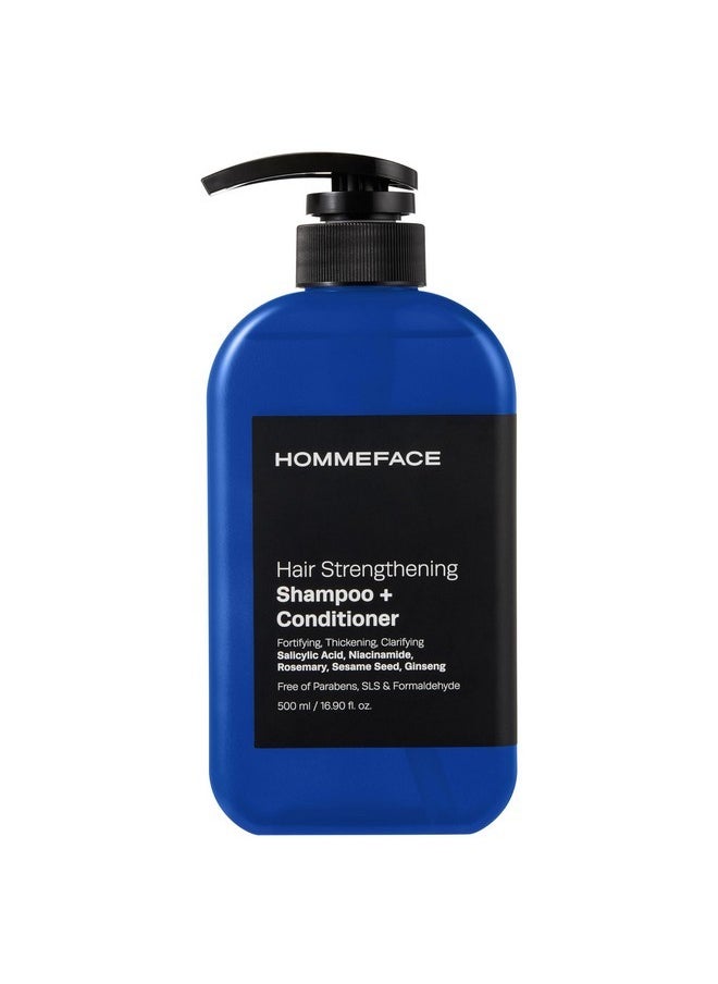 HOMMEFACE HommeFace 2-in-1 Hair Strengthening Shampoo + Conditioner for Men, 16.9 Fl. Oz. - Hair Thickening, Scalp Exfoliating, Volumizing for Reduced Shedding, Density & Shine  - Image 1