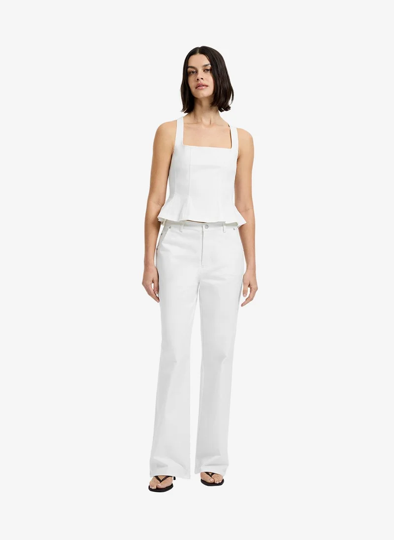 Women's Summer White Inez Cotton Relaxed Leg Trouser
