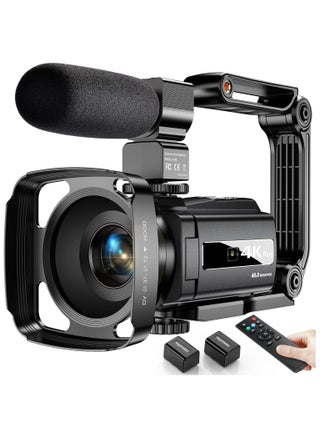 كاميرا فيديو 4K كاميرا فيديو بدقة 48 ميجابكسل فائقة الدقة وكاميرا تسجيل فيديو واي فاي لكاميرا فيديو رقمية YouTube 16X مع ميكروفون 6 محاور مضادة للاهتزاز ومسجل فيديو للرؤية الليلية بالأشعة تحت الحمراء (أحدث 4K Plus) - pzsku/ZFB3AC4D3690D571EC740Z/45/_/1727096680/7df66423-49cc-4624-8a10-d712d20d6212