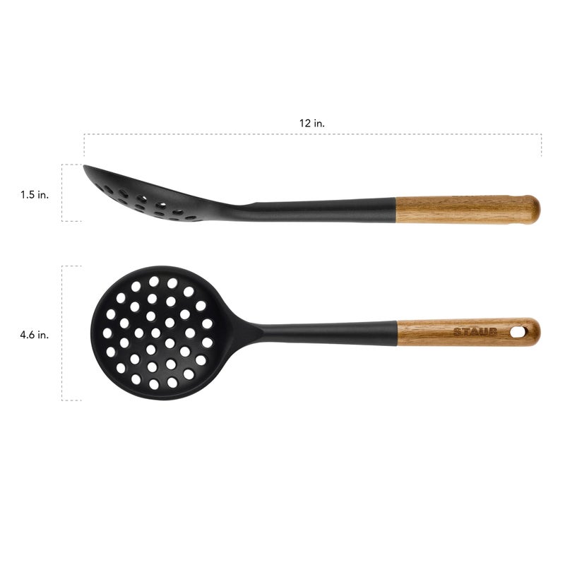 STAUB STAUB Skimmer Spoon, Perfect for Straining or Lifting Meat and Veggies from Broth, Durable BPA-Free Matte Black Silicone, Safe for Nonstick Cooking Surfaces  - Image 3