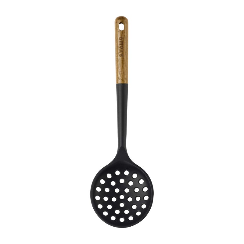 STAUB STAUB Skimmer Spoon, Perfect for Straining or Lifting Meat and Veggies from Broth, Durable BPA-Free Matte Black Silicone, Safe for Nonstick Cooking Surfaces  - Image 4