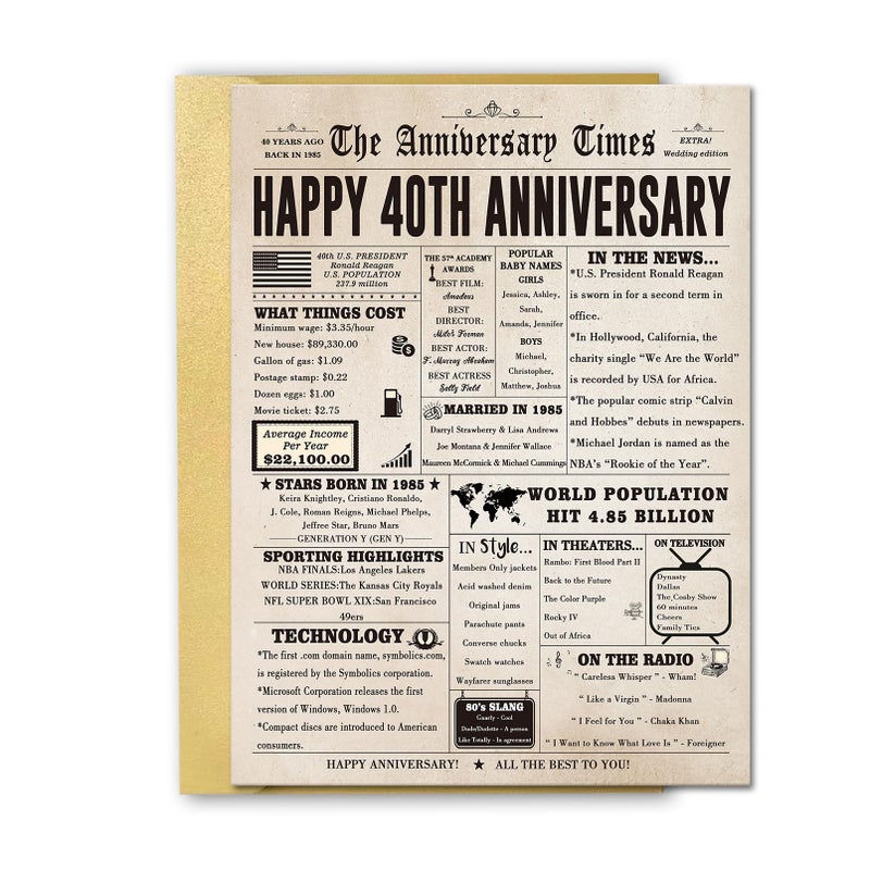 Fancylucky Jumbo 40Th Anniversary Cards Gifts For Women Men  Big 40 Year Anniversary Card Gift For Wife Husband  Ruby Wedding Card  Romantic 40Th Wedding Anniversary Decorations For Parents - Image 1