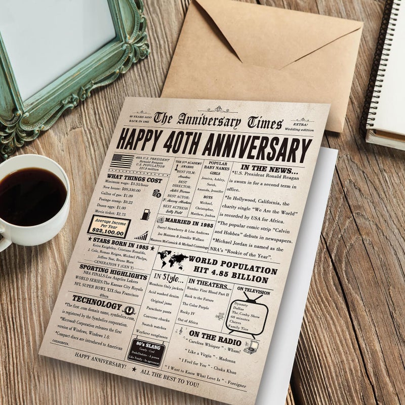 Fancylucky Jumbo 40Th Anniversary Cards Gifts For Women Men  Big 40 Year Anniversary Card Gift For Wife Husband  Ruby Wedding Card  Romantic 40Th Wedding Anniversary Decorations For Parents - Image 3