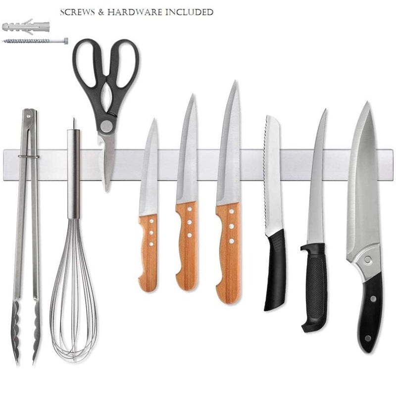FTE Long 18 inch Strong Grip Stainless Steel Magnetic KnifeTool Holder Strip Heavy Duty Magnet Strip for All purose for Your Kitchen or Store - Image 4