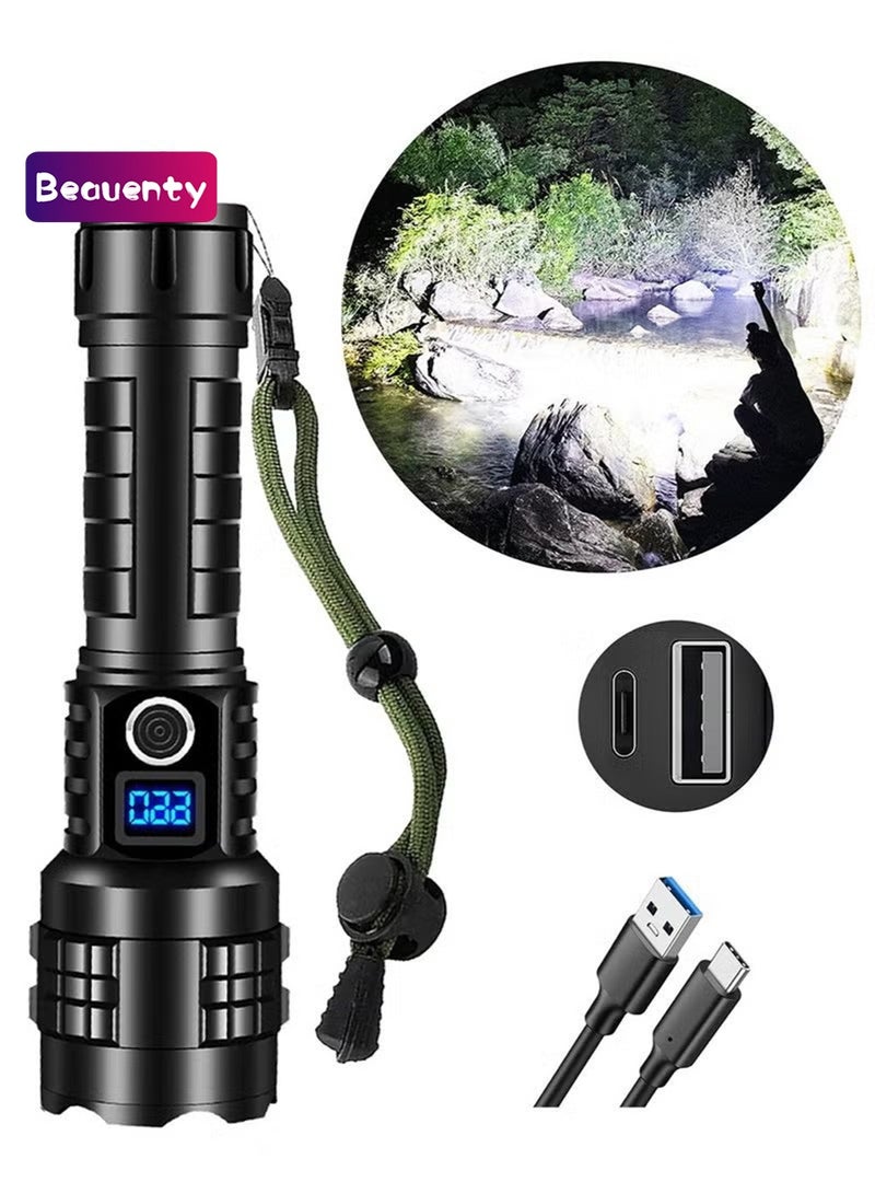 Beauenty Rechargeable High Lumen Flashlight Super Bright 250,000 Lumens White Laser LED High Power Tactical Brightest Flashlight Handheld Emergency Flashlight for Camping Hiking - Image 1