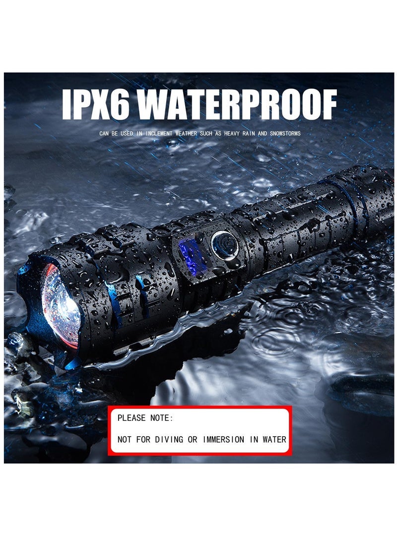 Rechargeable High Lumen Flashlight Super Bright 250,000 Lumens White Laser LED High Power Tactical Brightest Flashlight Handheld Emergency Flashlight for Camping Hiking