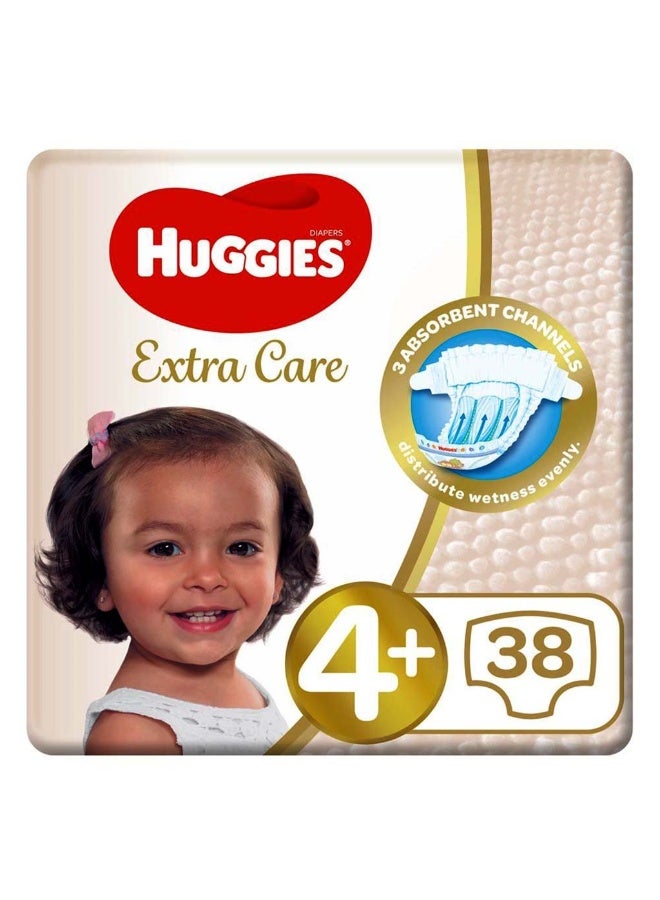 HUGGIES Extra Care Baby Diapers, Size 4+, 10-16Kg, Value Pack of 38’s