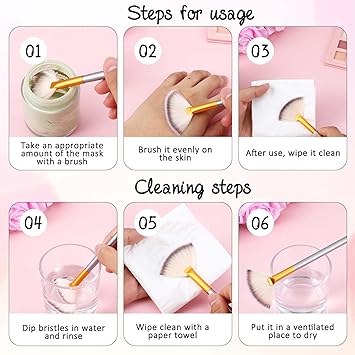 JIYIN JIYIN 4 Pcs Facial Brushes Fan Mask Brushes Face Mask Brush Soft Facial Applicator Brushes Tools for Peel Glycolic Mask Esthetician Makeup Brush  - Image 5
