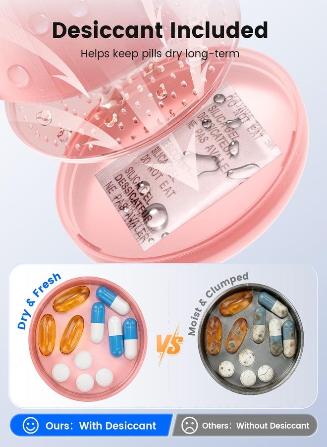 Ideerfit PJ2011/Pill Dispenser Canister-EN8/Large Capacity 7 Compartments, Independent Silicone Lids, Semi-Translucent PC + Semi-Translucent PP + Silicone, Elegant Pink - Image 2