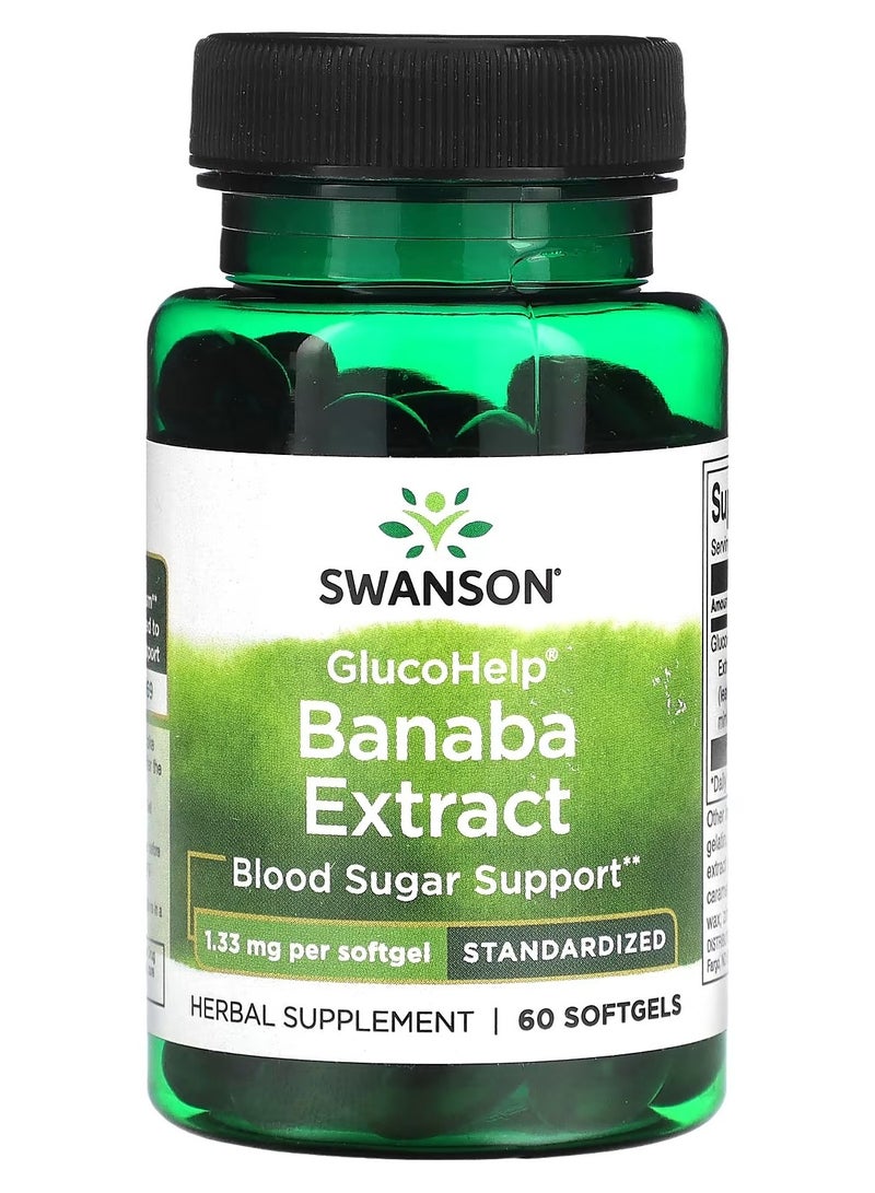 Swanson, GlucoHelp, Banaba Extract, 1.33 mg, 60 Softgels